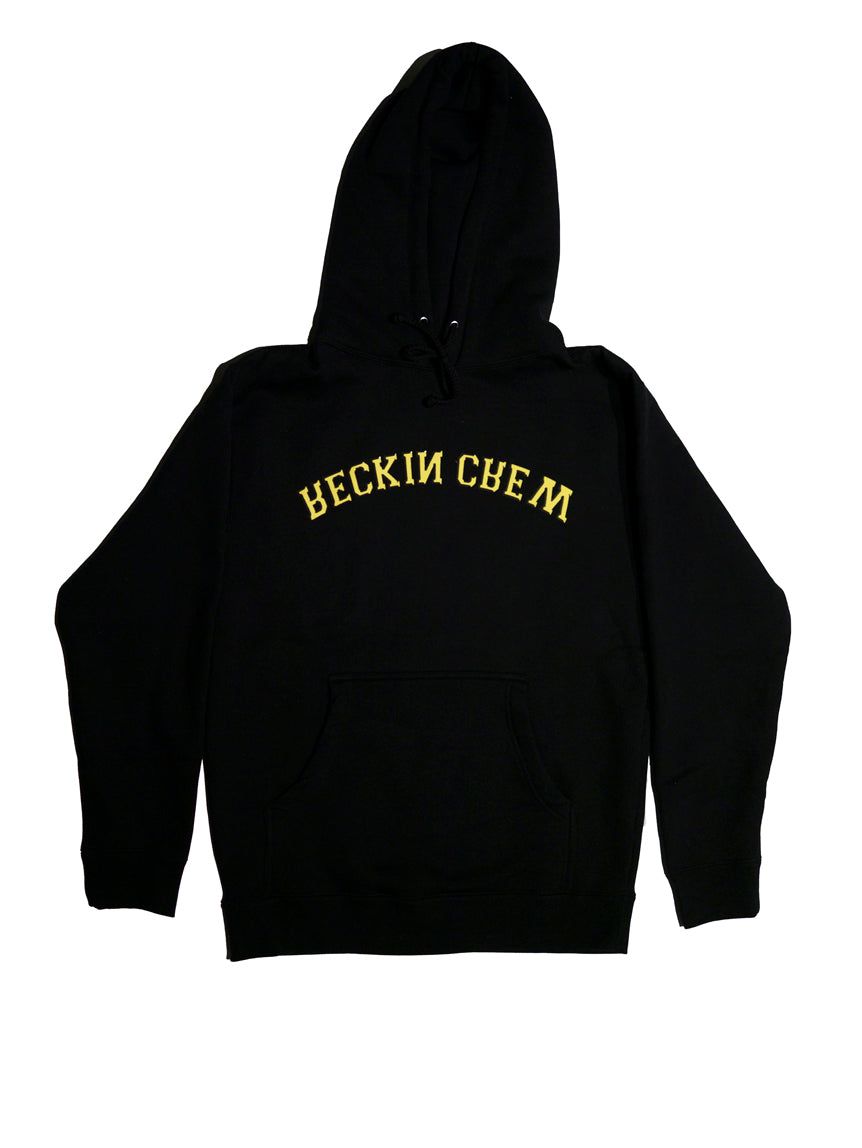 GOLD RECKIN CREW LOGO HOODIE ~ BLACK